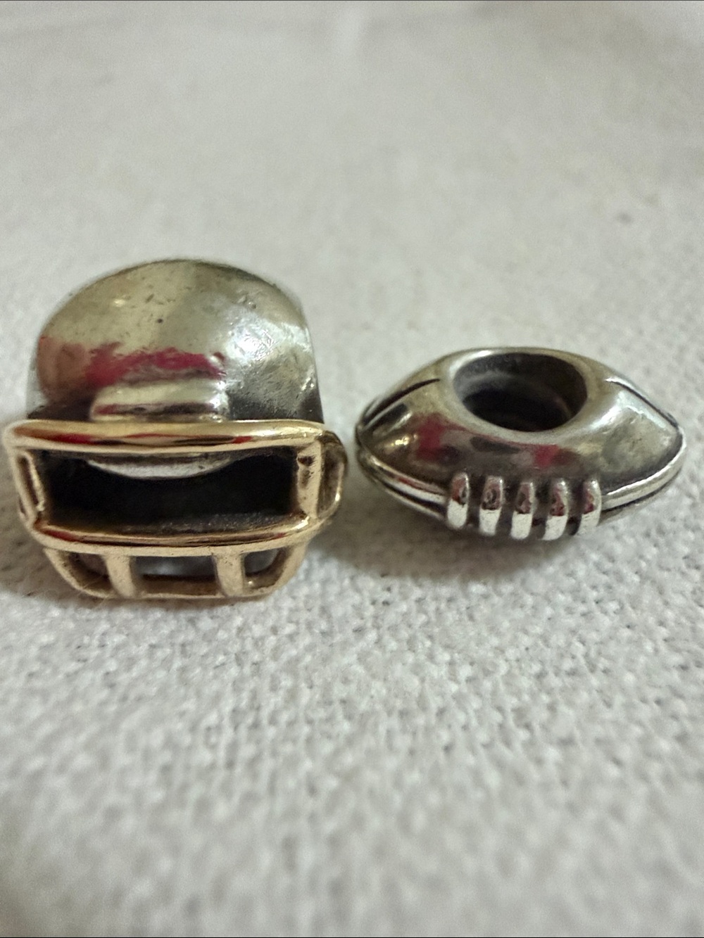Pandora Football Helmet Charm Set Sterling Silver 14 K Gold Face Mask S 925 Ale